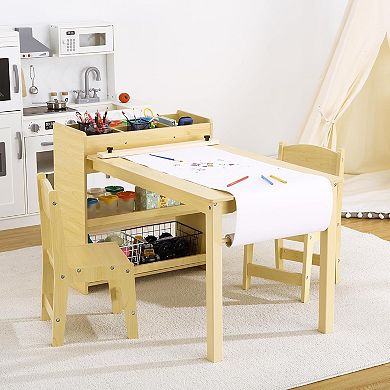 IDEALHOUSE Kids Art Table with 2 Chairs and Storage