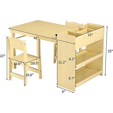 IDEALHOUSE Kids Art Table with 2 Chairs and Storage