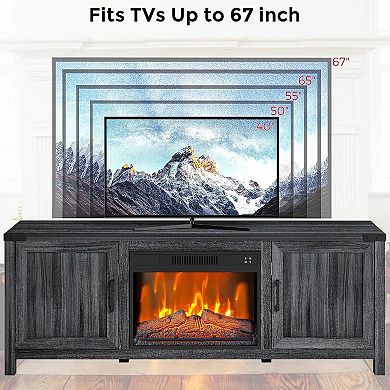 IDEALHOUSE 67 inch TV Stand with 23 inch Electric Fireplace, 12 Flame ...