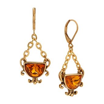 1928 Half Moon Color Drop Linear Earrings