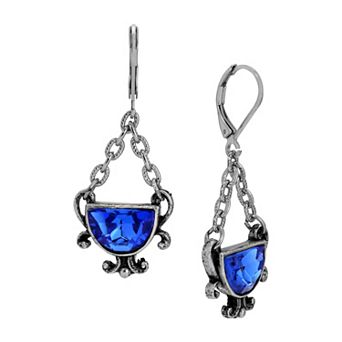 1928 Half Moon Color Drop Linear Earrings