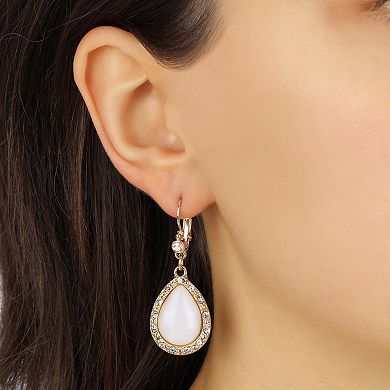 1928 Teardrop Earrings with Crystal Border Accent