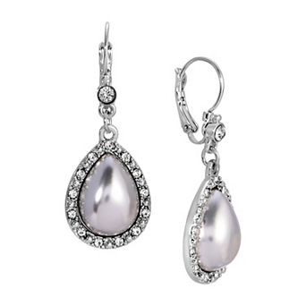 1928 Teardrop Earrings with Crystal Border Accent