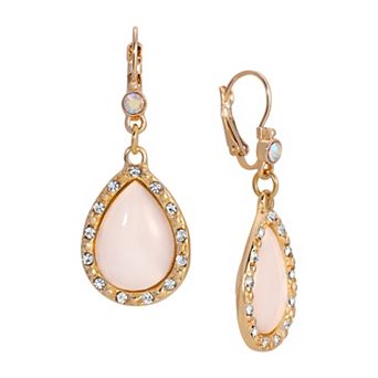 1928 Teardrop Earrings with Crystal Border Accent