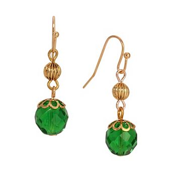 1928 Gold Tone Bead Wire Earrings