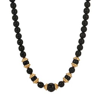 1928 Gold Tone Beaded Necklace