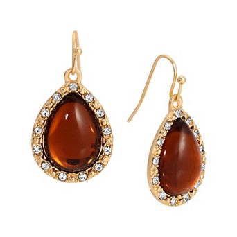 1928 Gold Tone Crystal Drop Earrings