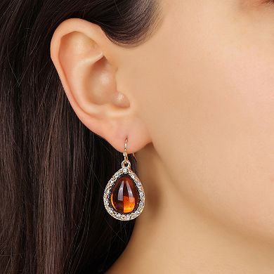 1928 Gold Tone Crystal Drop Earrings