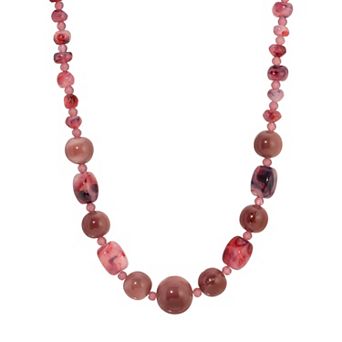 1928 Silver Tone Purple Bead Necklace
