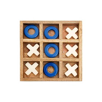 Wood & Resin Tic-Tac-Toe Board Game, 6 x 6 Inch