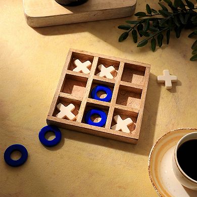 Wood & Resin Tic-Tac-Toe Board Game, 6 x 6 Inch