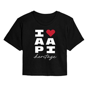 Juniors' I Heart AAPI Heritage Cropped Tee