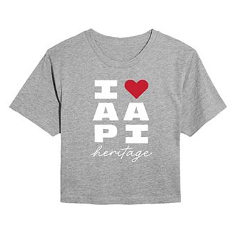 Juniors' I Heart AAPI Heritage Cropped Tee