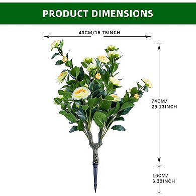 2pcs Artificial Topiary Flower with Ground Spike ,Ball Trees with Camellia Flowers, Metal Stakes