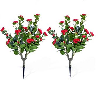 2 pc Artificial Topiary Flower with Ground Spike ,Ball Trees with Camellia Flowers, Metal Stakes