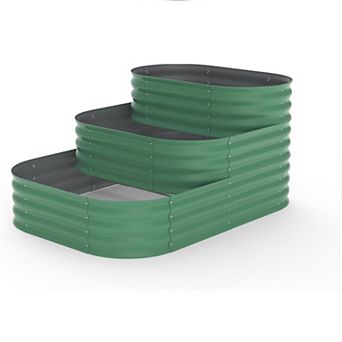 Galvanized Metal Raised Garden Bed Kit,Outdoor Modular Planter Box,3 in Open-Base Design,61x42x31in