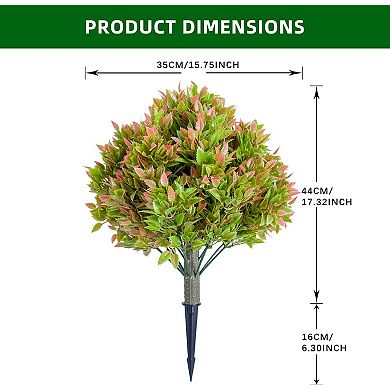 2Pcs Artificial Topiary Plant with Ground Stake, Artificial Topiary Tree with Ground Spike