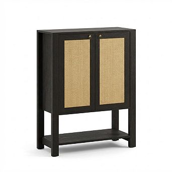 Rattan Shoe Cabinet for Entryway, 5 tier Farmhouse Organizer Rack Narrow Shoe Storage Cabinet