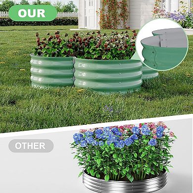 2pcs Galvanized Raised Garden Bed，Raised Beds，Coated Metal Planter Box with Floral Edge for Flowers