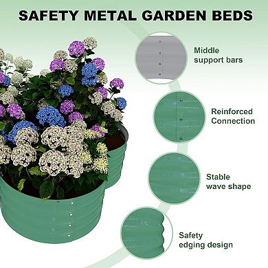 2pcs Galvanized Raised Garden Bed，Raised Beds，Coated Metal Planter Box with Floral Edge for Flowers