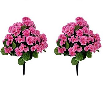 2 pc Artificial Begonia Topiary Tree, Artificial Flowers with Ground Spike with Planting Stake