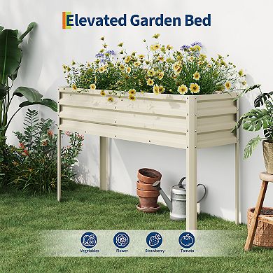 Elevated Raised Garden Bed with Self-Watering System,Drainage Holes,Tall Metal Planter Box