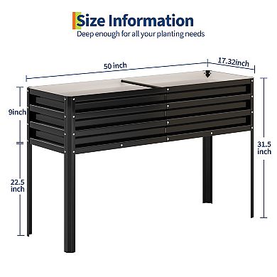 Elevated Raised Garden Bed with Self-Watering System,Drainage Holes,Tall Metal Planter Box