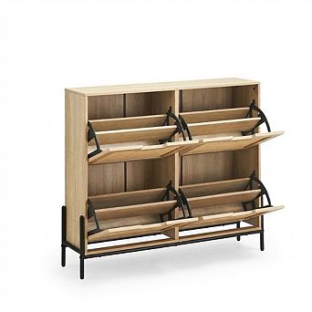 Shoe Cabinet with 2 Drawers, Shoe Cabinet Freestanding Tipping Bucket Shoe Rack Organizer