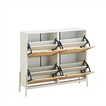Shoe Cabinet with 2 Drawers, Shoe Cabinet Freestanding Tipping Bucket Shoe Rack Organizer