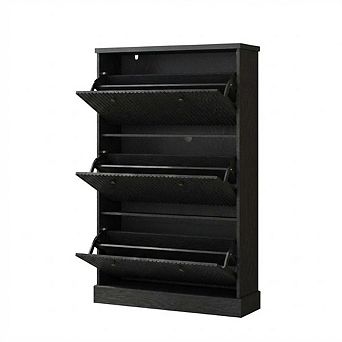 Shoe Cabinet with Flip Drawer,Hidden Wooden Freestanding Shoe Storage Cabinet,Adjustable Shelf