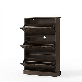 Shoe Cabinet with Flip Drawer,Hidden Wooden Freestanding Shoe Storage Cabinet,Adjustable Shelf