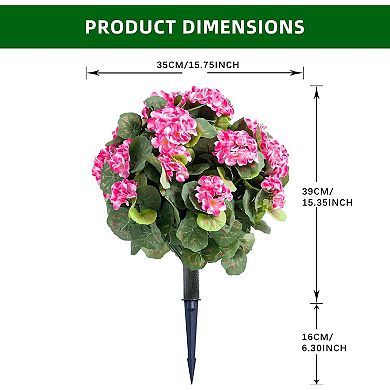 2pcs Artificial Topiary Ball Trees with Metal Stakes,UV-Resistant PE Fake Plants with Begonia Flower