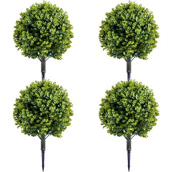 4 pc Artificial Topiary Plant with Ground Stake, Artificial Topiary Tree with Ground Spike