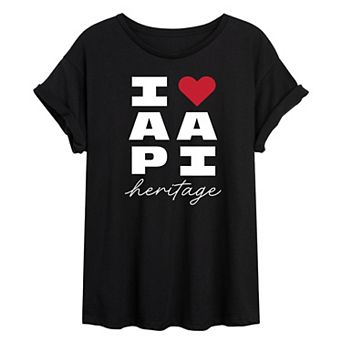 Juniors' I Heart AAPI Heritage Oversized Tee