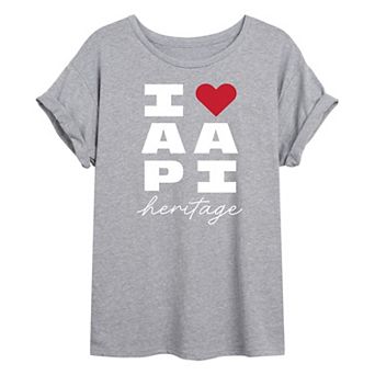 Juniors' I Heart AAPI Heritage Oversized Tee
