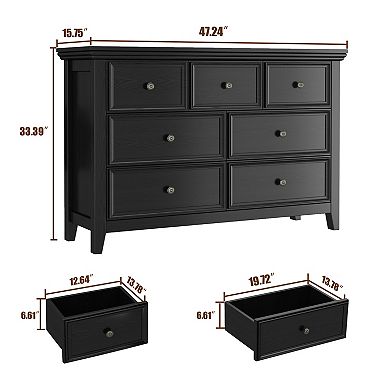 Farmhouse 7-drawer Dresser Extra Deep Storage Rustic Storage Chest Organizer For Master Bedroom