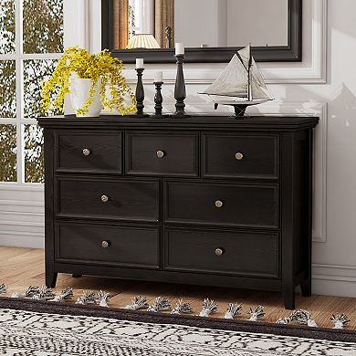 Farmhouse 7-drawer Dresser Extra Deep Storage Rustic Storage Chest Organizer For Master Bedroom