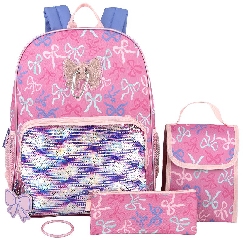 Unbranded Kids Allover Print Backpack 6-Piece Set, Bows
