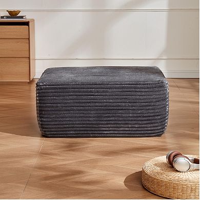 Plush Upholstered Ottoman Fabric Cube Foot Stool