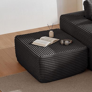 Plush Upholstered Ottoman Fabric Cube Foot Stool