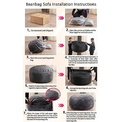 4FT Memory Foam Bean Bag Chair with Removable Flannel Cover