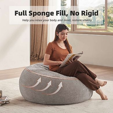 4FT Memory Foam Bean Bag Chair with Removable Flannel Cover