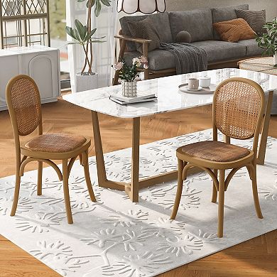 Wooden Dining Chairs Set of 2 Solid Wood Side Chairs for Dining Room