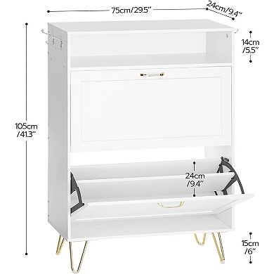Shoe Cabinet, Shoe Storage Cabinet for Entryway, with 2 Flip Drawers