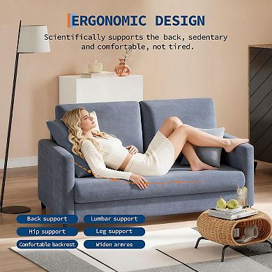 IDEALHOUSE 52-in Teddy Fabric Loveseat Sofa