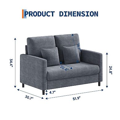 IDEALHOUSE 52-in Teddy Fabric Loveseat Sofa
