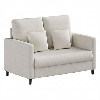 IDEALHOUSE 52 in Teddy Fabric Loveseat Sofa
