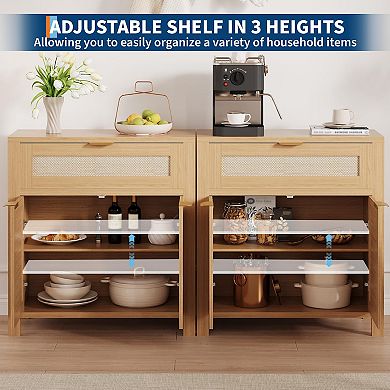 IDEALHOUSE 34" Rattan Sideboard Buffet Cabinet