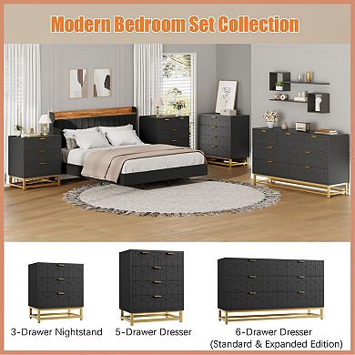 IDEALHOUSE 6-Drawer Wood Dresser with Metal Legs