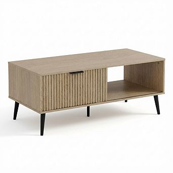IDEALHOUSE 2 tier Coffee Table with Sliding Door